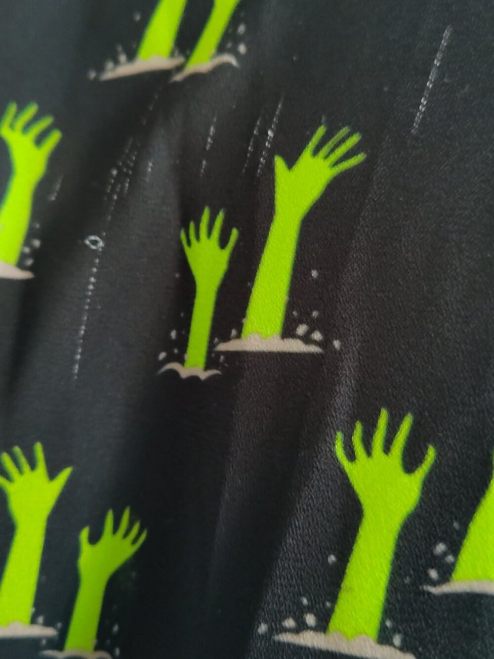 Unique Vintage Retro Zombie Slime Green Hands Tie Neck Swingy Midi Dress 2X/18 - Picture 12 of 12